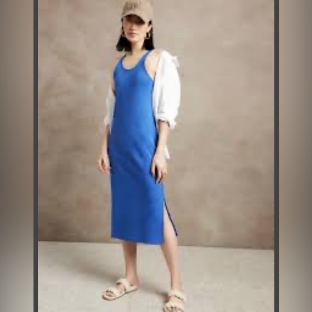 Banana Republic Blue Sleeveless Midi Dress